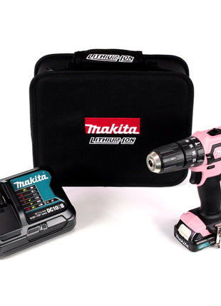 Makita HP 331 DSAP1 Akku Schlagbohrschrauber 12V Pink 30 Nm mit Tragetasche und 1x BL1021B 2,0 Ah Akku und DC10SB Ladegerät - Toolbrothers