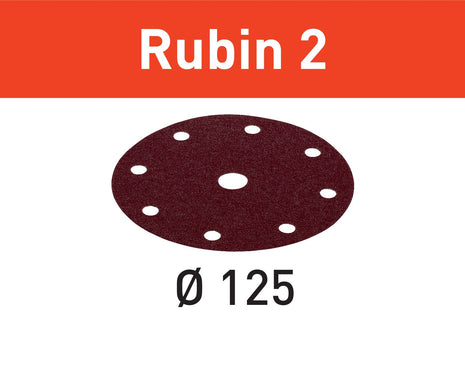 Disco abrasivo Festool STF D125/8 P80 RU2/50 Ruby 2 (499095) para RO 125, ES 125, ETS 125, ETSC 125, ES-ETS 125, ES-ETSC 125, ETS EC 125, LEX 125