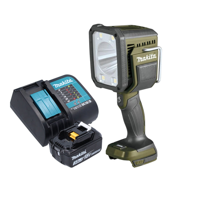 Makita DML 812 SF1 akumulatorowy reflektor ręczny 18 V 1250 lm LED oliwkowozielony outdoor adventure special edition + 1x akumulator 3,0 Ah + ładowarka