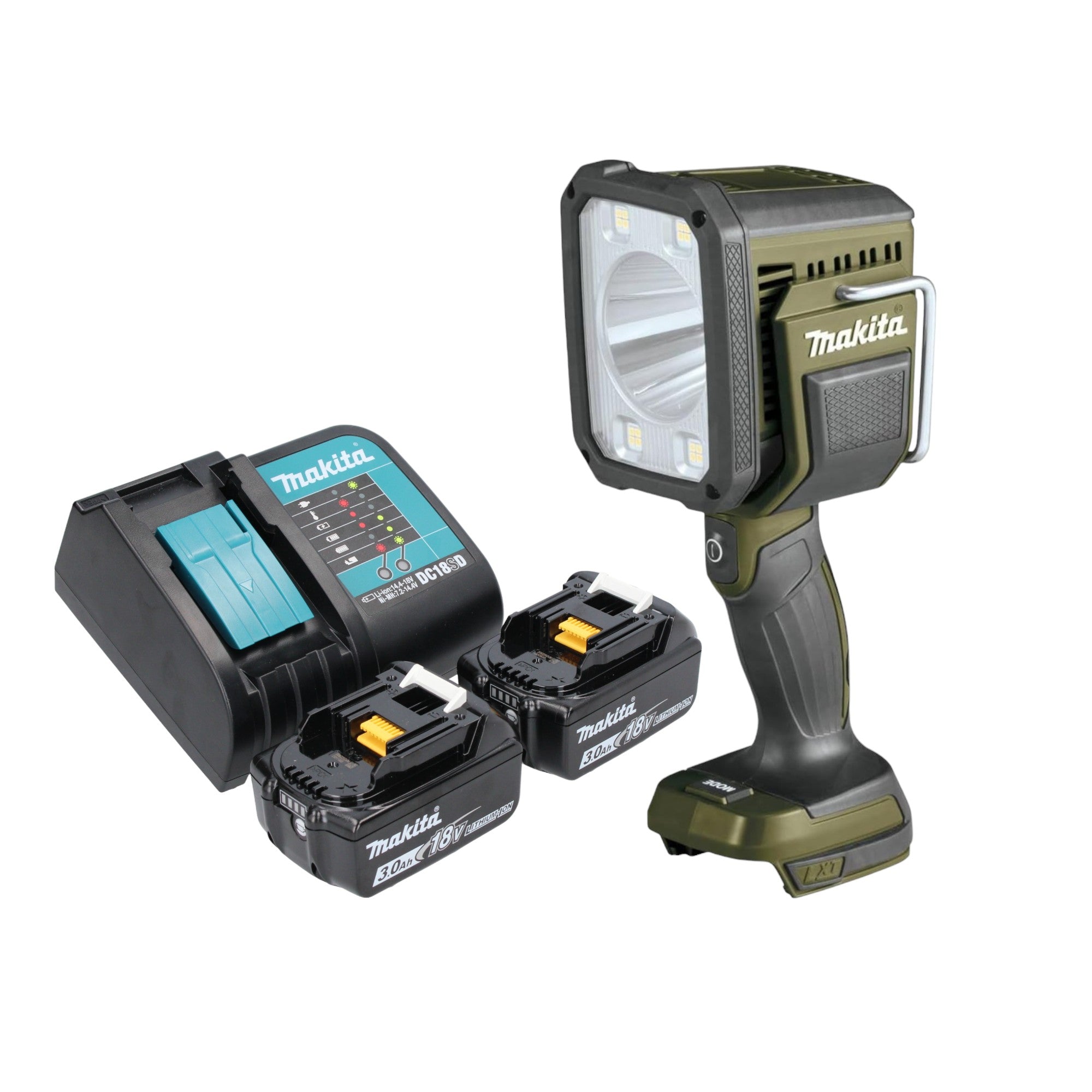 Makita DML 812 SF Akku Handstrahler 18 V 1250 lm LED Olive Gruen Outdoor Adventure Sonderedition 2x Akku 3 0 Ah Ladegeraet 0 - toolbrothers