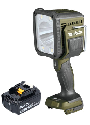 Makita DML 812 M1 Foco manual a batería 18 V 1250 lm LED verde oliva edición especial para aventuras al aire libre + 1x batería 4,0 Ah - sin cargador