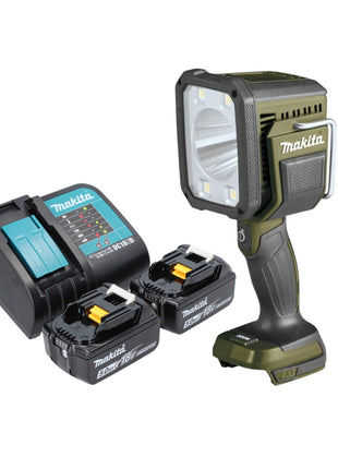 Makita DML 812 ST Akku Handstrahler 18 V 1250 lm LED Olive Grün Outdoor Adventure Sonderedition + 2x Akku 5,0 Ah + Ladegerät