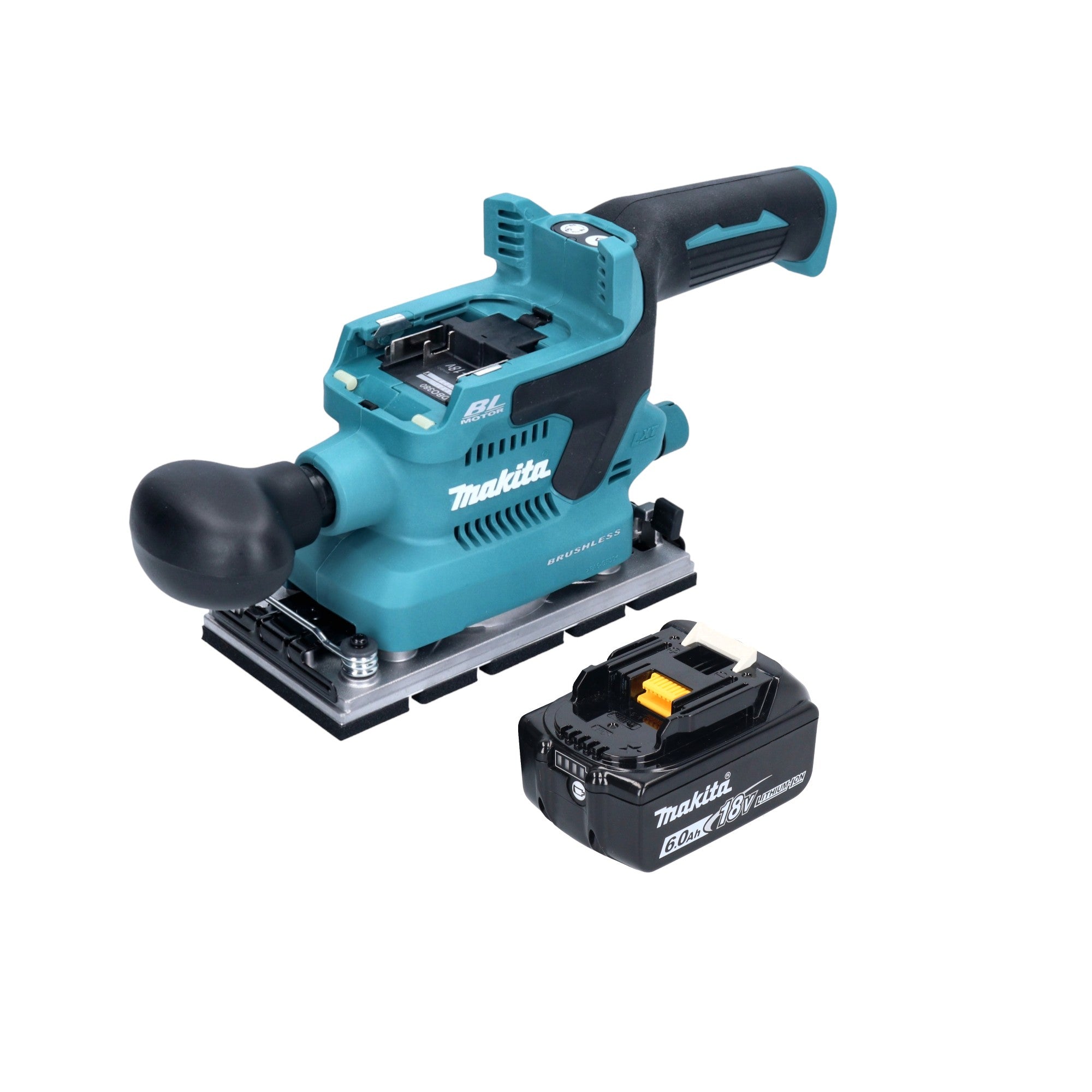 Makita DBO 380 G1 Akku Schwingschleifer 18 V 93 x 185 mm Brushless 1x Akku 6 0 Ah ohne Ladegeraet 0 - toolbrothers