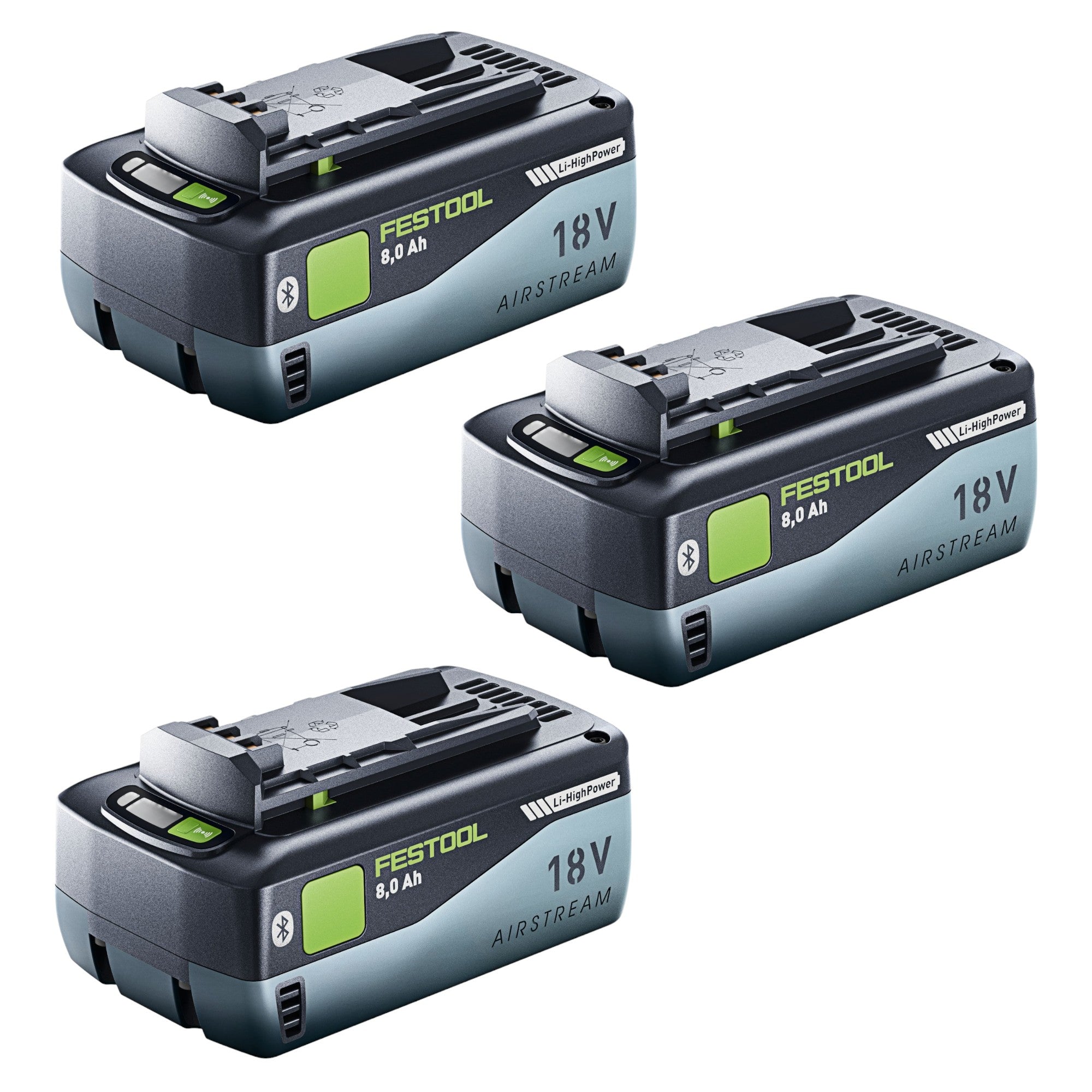 Festool Akku Set 3x BP 18 Li 8 0 HP ASI Akku 18 V 8 0 Ah 3x 577323 8000 mAh Li ion mit Ladestandanzeige 0 - toolbrothers