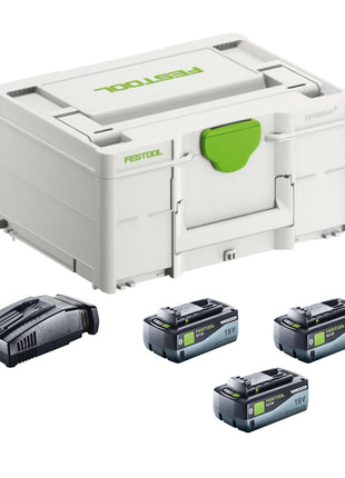 Festool SYS 18V 3x8.0/SCA16 set de energía 3x batería 18 V 8.0 Ah (3x 577323) + cargador (576953) + systainer