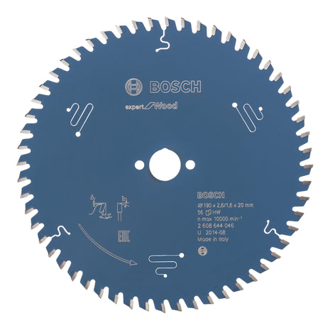 Bosch Expert for Wood Kreissägeblatt 190 x 20 x 2,6 mm 56 Zähne für Holz ( 2608644046 )