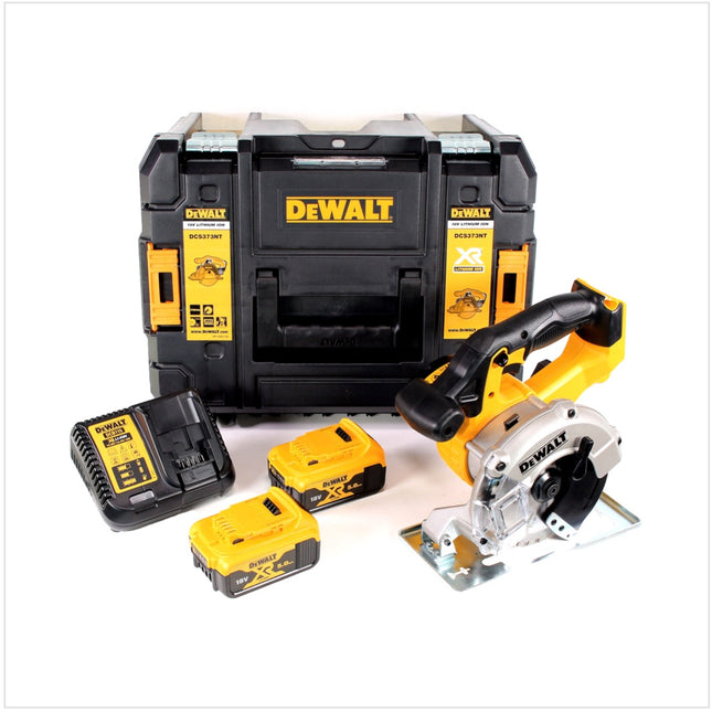 Dewalt DCS 373 P2 Akku Metall Kreissäge 18 V 140 mm + 2x Akku 5,0 Ah + Ladegerät + Sägeblatt + TSTAK - Toolbrothers