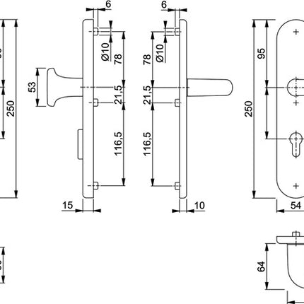 Meble HOPPE Security San Francisco 86G/3332ZA/3310/1301 Aluminium F1 ( 3000202009 )