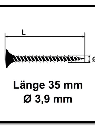 Technofast GF3935TE 1000 x Gipskartonschrauben Trockenbauschrauben 3,9 x 35 PH2 Grobgewinde - Toolbrothers