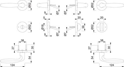 Zestaw róż HOPPE Verona 1510 / 42KB/42KBS Aluminium F1 ( 3000203134 )
