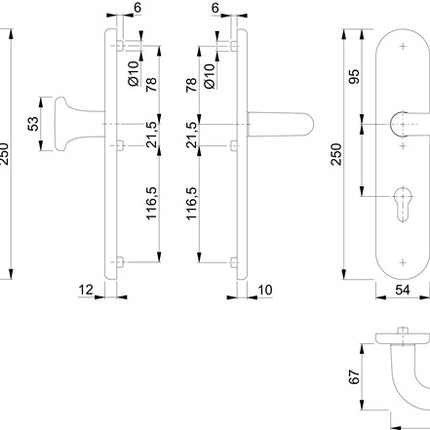 HOPPE Meble Paris 86G/3331/3310/138 Aluminium F1 ( 3000209105 )
