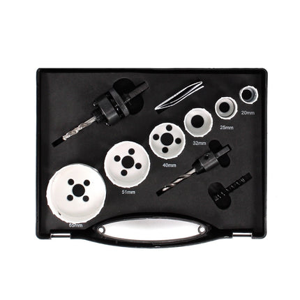 Makita D-24898 9-teiliges Lochsägen Set - für Elektriker + Auswurffeder und 2x Aufnahme mit Zentrierbohrer - Toolbrothers
