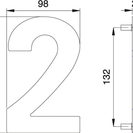 Numer domu EDI cyfra 2 stal nierdzewna matowa ( 3000261317 )