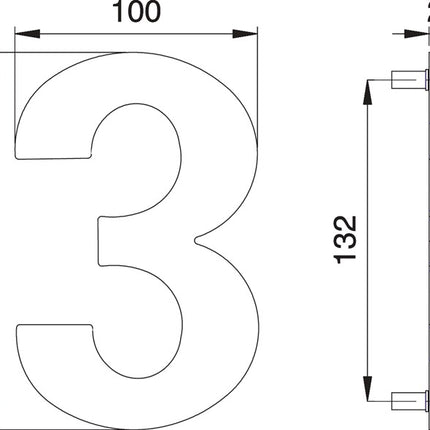 Numer domu EDI cyfra 3 stal nierdzewna matowa ( 3000261318 )
