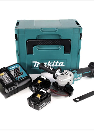 Makita DGA 513 RTJ Akku Winkelschleifer 18 V 125mm Brushless + 2x Akku 5,0Ah + Ladegerät + Makpac - Toolbrothers