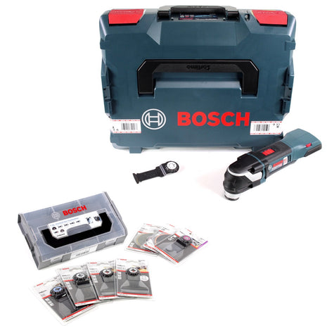 Bosch GOP 18 V-28 Professional Brushless Akku Multi Cutter Starlock Plus in L-Boxx ( 06018B6001 ) mit 7-tlg. Zubehörset für Trockenbau ( 06159975E6 ) - Toolbrothers