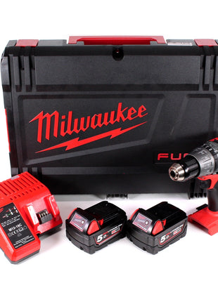 Milwaukee M18 FPD-502C Akku Schlagbohrschrauber 135 Nm im HD System Koffer mit 2x M18 B5 5,0 Ah Akku und M12-18C Ladegerät - Toolbrothers