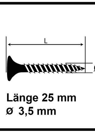 Technofast GF3525TD 12000 x Gipskartonschrauben Trockenbauschrauben 3,5 x 25 PH2 Feingewinde - Toolbrothers