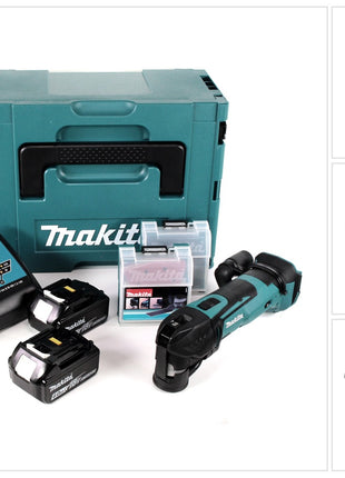 Makita DTM 51 RGJX2 Akku Multifunktionswerkzeug 18 V + 2x Akku 6,0 Ah + Ladegerät + 39 tlg. Zubehör Set + Makpac - Toolbrothers