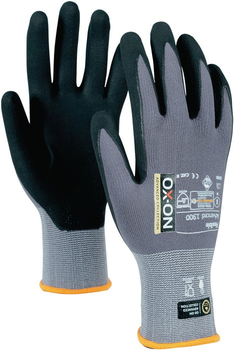 OX-ON Handschuhe Flexible Advanced 1900 Größe 8 schwarz/hellgrau ( 4000391379 )