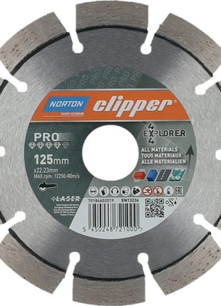 Disco de corte diamantado NORTON CLIPPER 4 x 4 Explorer Ø 125 mm diámetro 22,23 mm (4000818800)