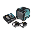 Makita DMR 202 RG Baustellen Lautsprecher 18V - für Akku- und Netzbetrieb, mit Bluetooth-Funktion, AUX-Anschluss, USB-Port, LCD Display + 2x 6,0 Ah Akku + Ladegerät - Toolbrothers