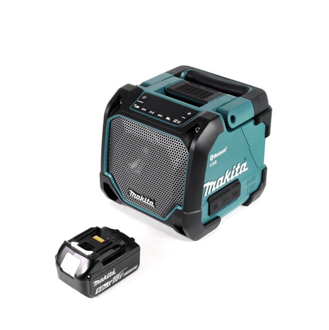 Makita DMR 202 T1 Baustellen Lautsprecher 18V - für Akku- und Netzbetrieb, mit Bluetooth-Funktion, AUX-Anschluss, USB-Port, LCD Display + 1x 5,0 Ah Akku - ohne Ladegerät - Toolbrothers