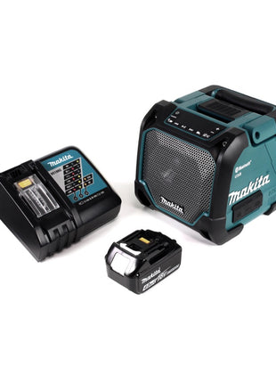 Makita DMR 202 RM1 Baustellen Lautsprecher 18V - für Akku- und Netzbetrieb, mit Bluetooth-Funktion, AUX-Anschluss, USB-Port, LCD Display + 1x 4,0 Ah Akku + Ladegerät - Toolbrothers