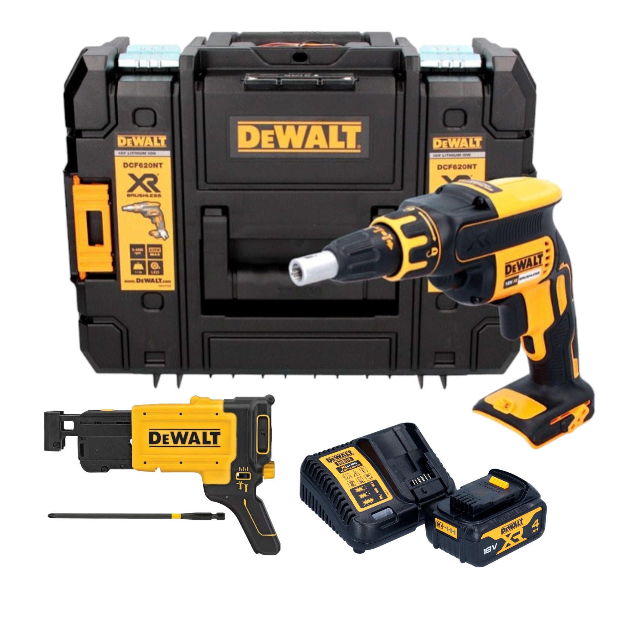 DeWalt DCF 620 M1T Akku Trockenbauschrauber 18 V 30 Nm Brushless 1x Akku 4 0 Ah Ladegeraet TSTAK 0 - toolbrothers