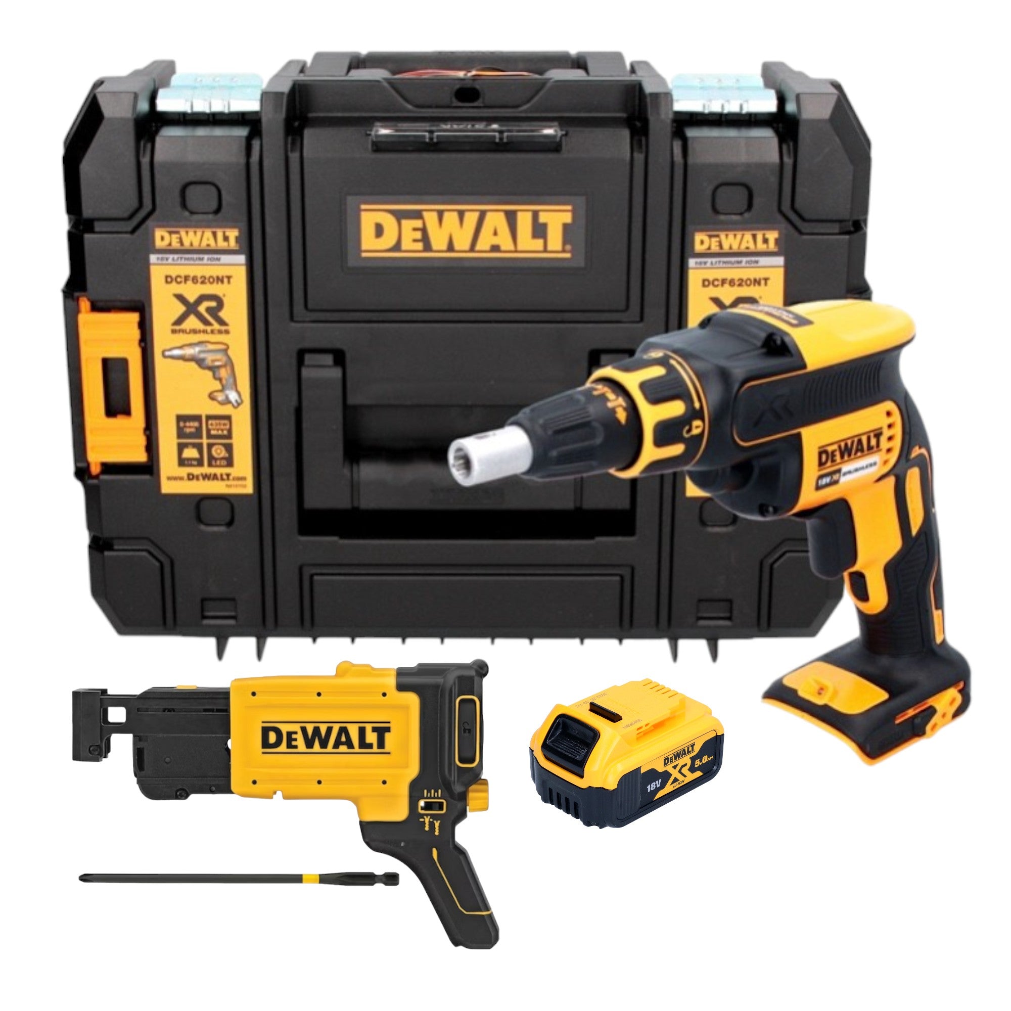 DeWalt DCF 620 NT Akku Trockenbauschrauber 18 V 30 Nm Brushless 1x Akku 5 0 Ah TSTAK ohne Ladegeraet 0 - toolbrothers