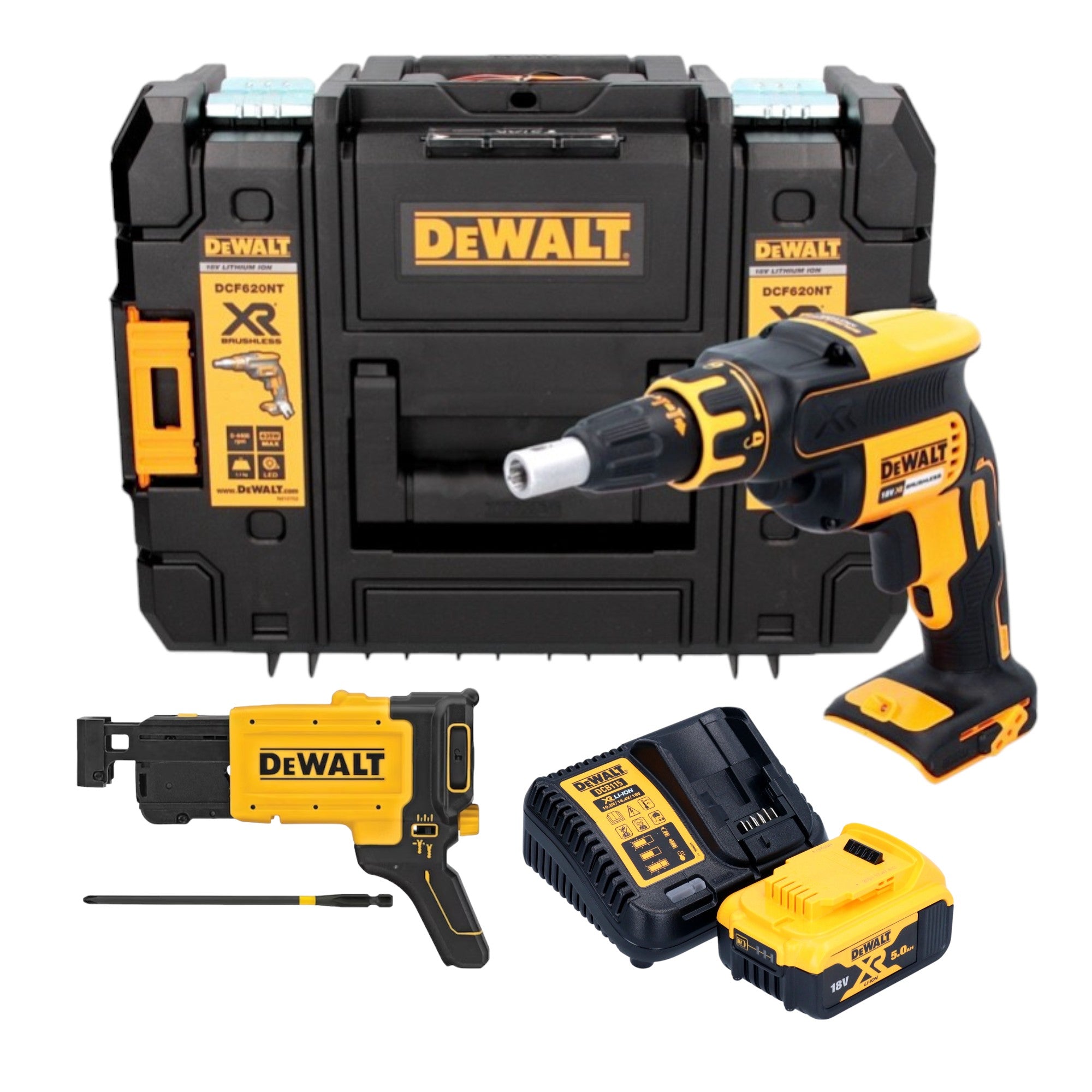 DeWalt DCF 620 P1T Akku Trockenbauschrauber 18 V 30 Nm Brushless 1x Akku 5 0 Ah Ladegeraet TSTAK 0 - toolbrothers