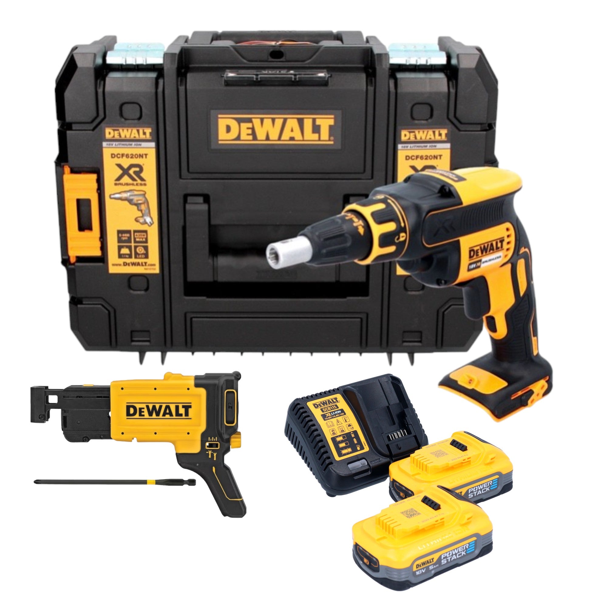DeWalt DCF 620 H2T Akku Trockenbauschrauber 18 V 30 Nm Brushless 2x Powerstack Akku 5 0 Ah Ladegeraet TSTAK 0 - toolbrothers