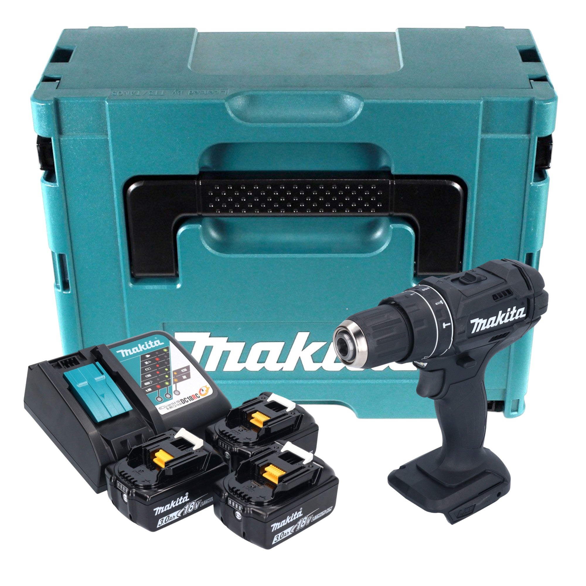 Makita DHP 482 F3JB Akku Schlagbohrschrauber 18 V 62 Nm Schwarz 3x Akku 3 0 Ah Ladegeraet Makpac 0 - toolbrothers
