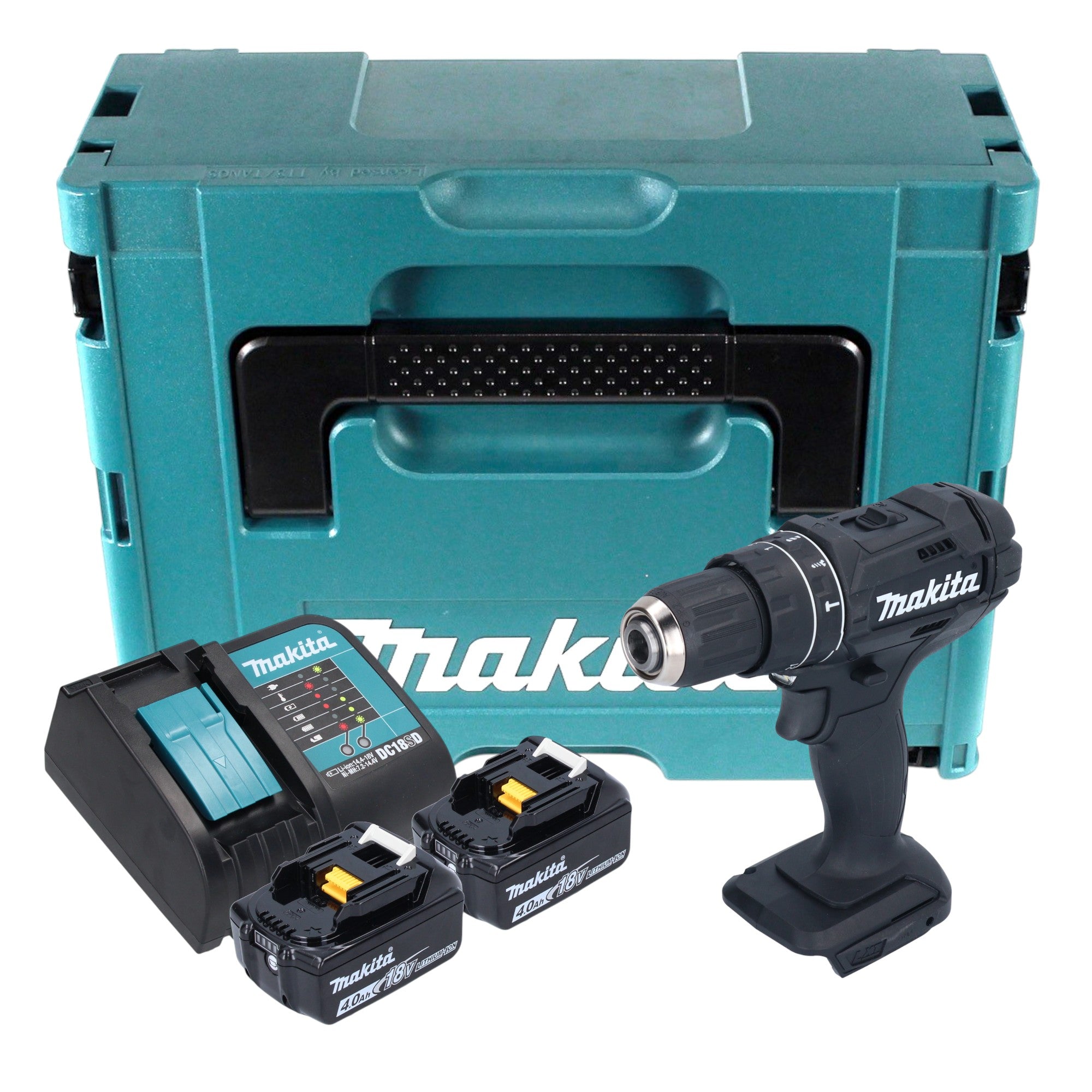 Makita DHP 482 SMJB Akku Schlagbohrschrauber 18 V 62 Nm Schwarz 2x Akku 4 0 Ah Ladegeraet Makpac 0 - toolbrothers