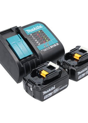 Makita DHP 482 STJB akumulatorowa wiertarka udarowa 18 V 62 Nm czarna + 2x akumulator 5,0 Ah + ładowarka + Makpac