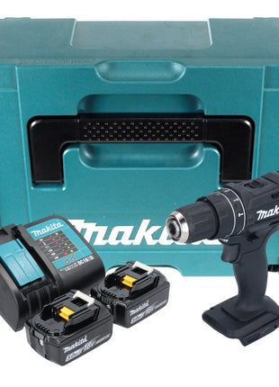 Makita DHP 482 STJB akumulatorowa wiertarka udarowa 18 V 62 Nm czarna + 2x akumulator 5,0 Ah + ładowarka + Makpac