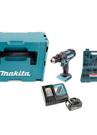 Makita DHP 482 RF1J Akku Schlagbohrschrauber 18 V 62Nm im Makpac + 3,0 Ah Akku + Ladegerät + Bit & Bohrer-Set 100-teilig - Toolbrothers