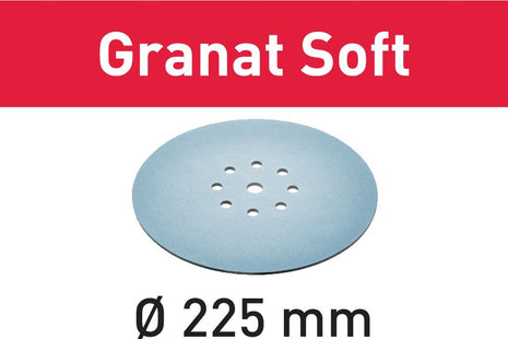 Disco de lijado Festool STF D225 P100 GR S/25 Granat Soft (204222) para lijadora de cuello largo PLANEX 225 EQ, PLANEX LHS-E 225 easy