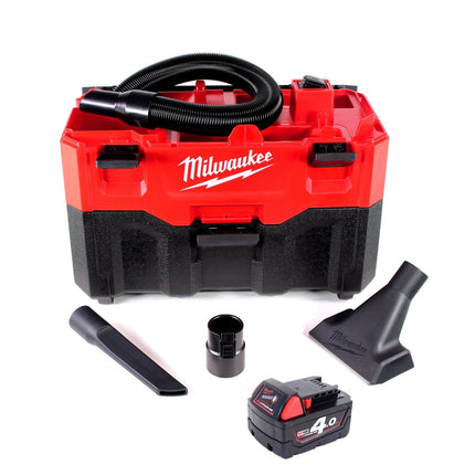 Milwaukee M18 VC2-401 18 V Akku-Nass-/Trockensauger + Milwaukee M18 B4 Akku 18 V / 4,0 Ah / 4000 mAh RED Li-Ion - Toolbrothers