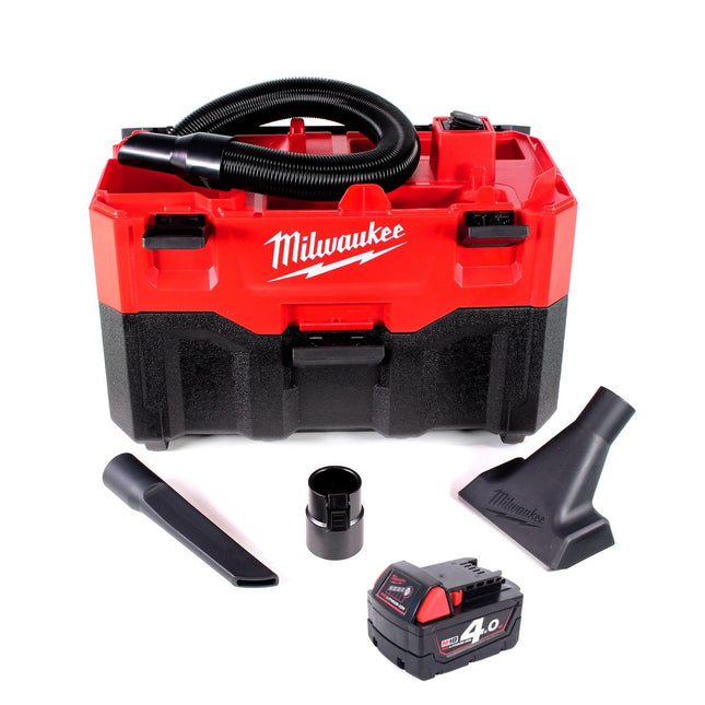 Milwaukee M18 VC2-401 18 V Akku-Nass-/Trockensauger + Milwaukee M18 B4 Akku 18 V / 4,0 Ah / 4000 mAh RED Li-Ion - Toolbrothers