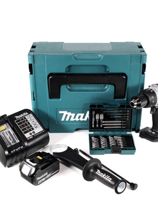 Makita DHP 458 SM1JB Akku Schlagbohrschrauber 18 V 91Nm Schwarz im Makpac + 1x 4,0 Ah Akku + Ladegerät + 38 tlg. Bit- & Bohrer Set - Toolbrothers