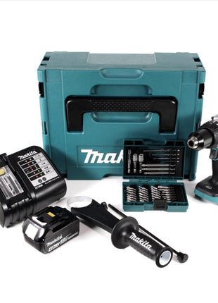 Makita DHP 481 SM1J 18 V Akku Schlagbohrschrauber Brushless 115 Nm + BL 1840 B 4,0 Ah Akku + DC 18 SD Ladegerät im Makpac + 38 tlg. Bit- & Bohrer Set - Toolbrothers