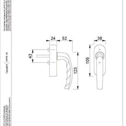Klamka okienna HOPPE Atlanta 0530/FR-408 Aluminium F1 / kolor naturalny ( 8000350520 )
