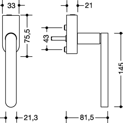 HEWI Fenstergriff 270XAFGA.1 Edelstahl matt ( 8000645648 )