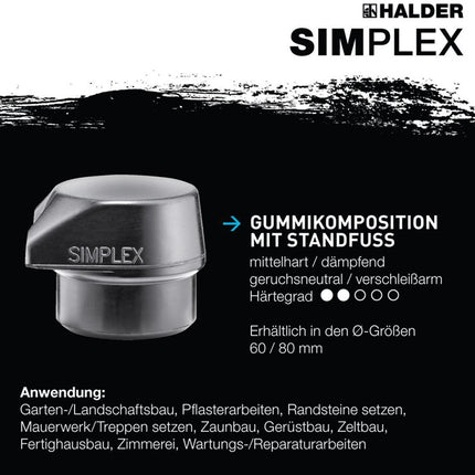 Młotek HALDER z miękkim czołem SIMPLEX głowica d. 80mm długość 490 głowica w.175mm ( 8002360753 )