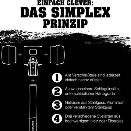 Młotek HALDER z miękkim czołem SIMPLEX głowica d. 80mm długość 490 głowica w.175mm ( 8002360753 )