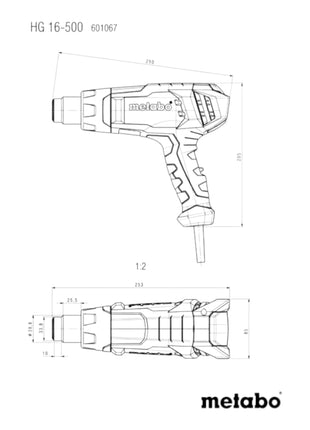 Metabo HG 16-500 Pistolet na gorące powietrze 1600 W 300 / 500 °C ( 601067000 )