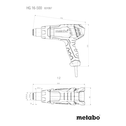 Metabo HG 16-500 Pistolet na gorące powietrze 1600 W 300 / 500 °C ( 601067000 )