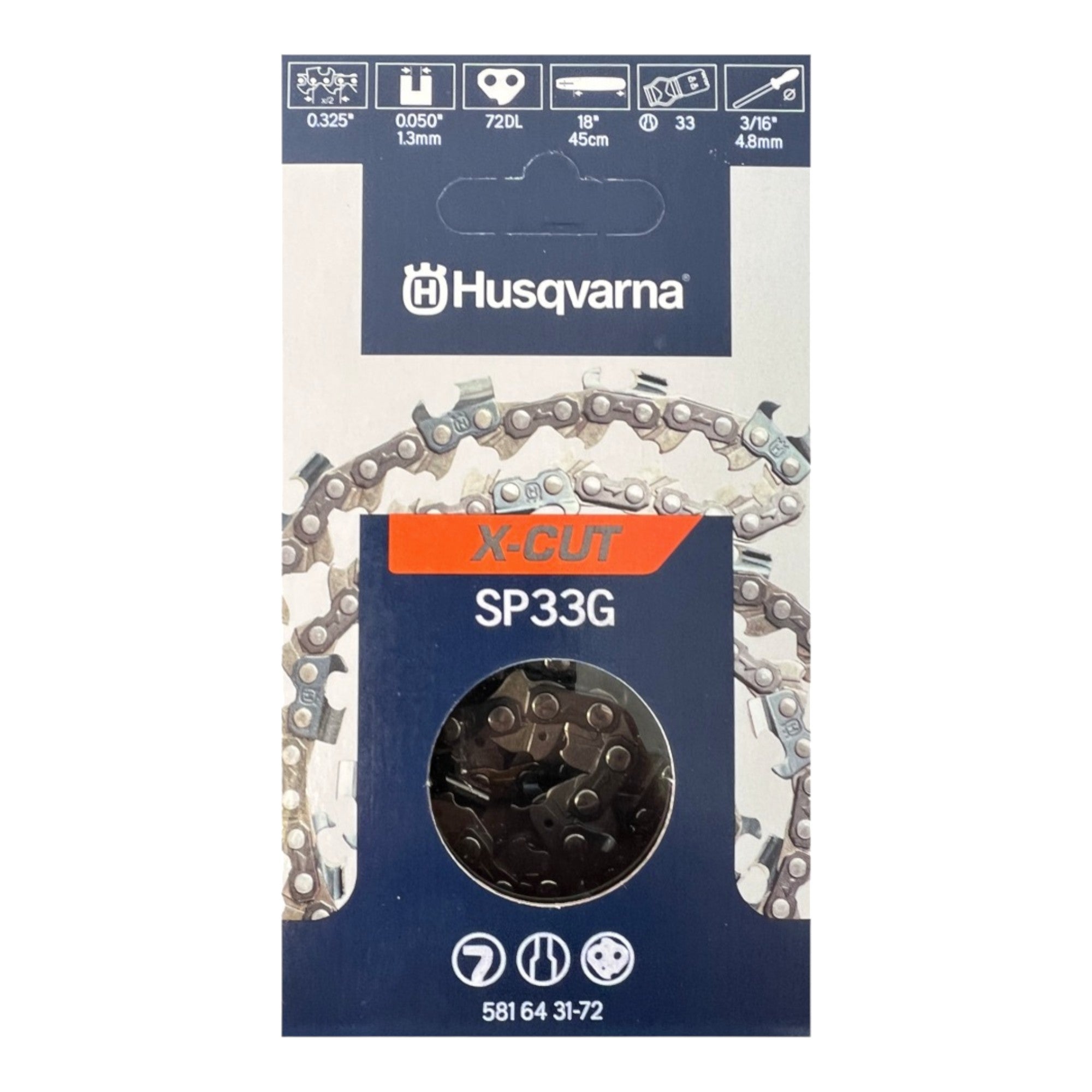 Husqvarna X CUT SP33G Saegekette Ersatzkette Halb Meissel 1 3 mm 33 cm 581643172  0 - toolbrothers