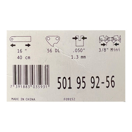 Prowadnica Husqvarna prowadnica łańcucha 40 cm 3/8" mini 56 TG 1,3 mm ( 501 95 92-56 ) odpowiednia do 321 EL / 135 / 240 / 240 e-series / T540 XP / T540 XP II / 236 / T435